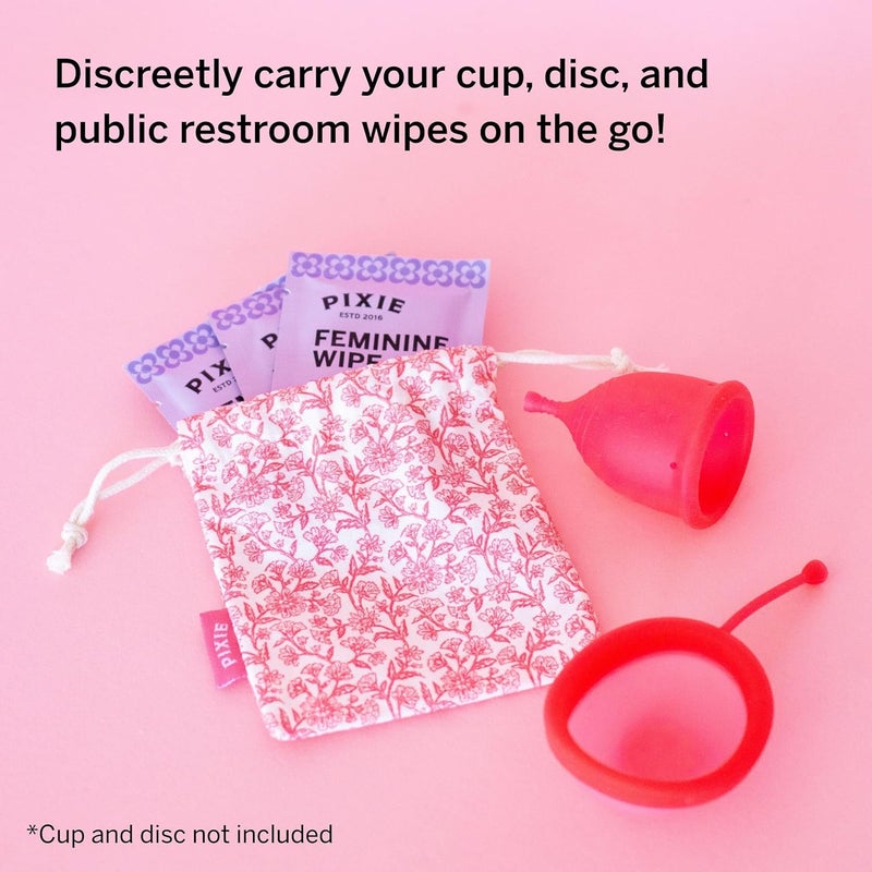 Pixie Cup Pixie Menstrual Cup Storage Bag Case - 100% Organic Cotton Reusable Holder for Period Cups, Discs, and Kegel Balls - Store After Using Sterilizer or Wash - Container to Keep Menstrual Cup Cleaner - Image 3